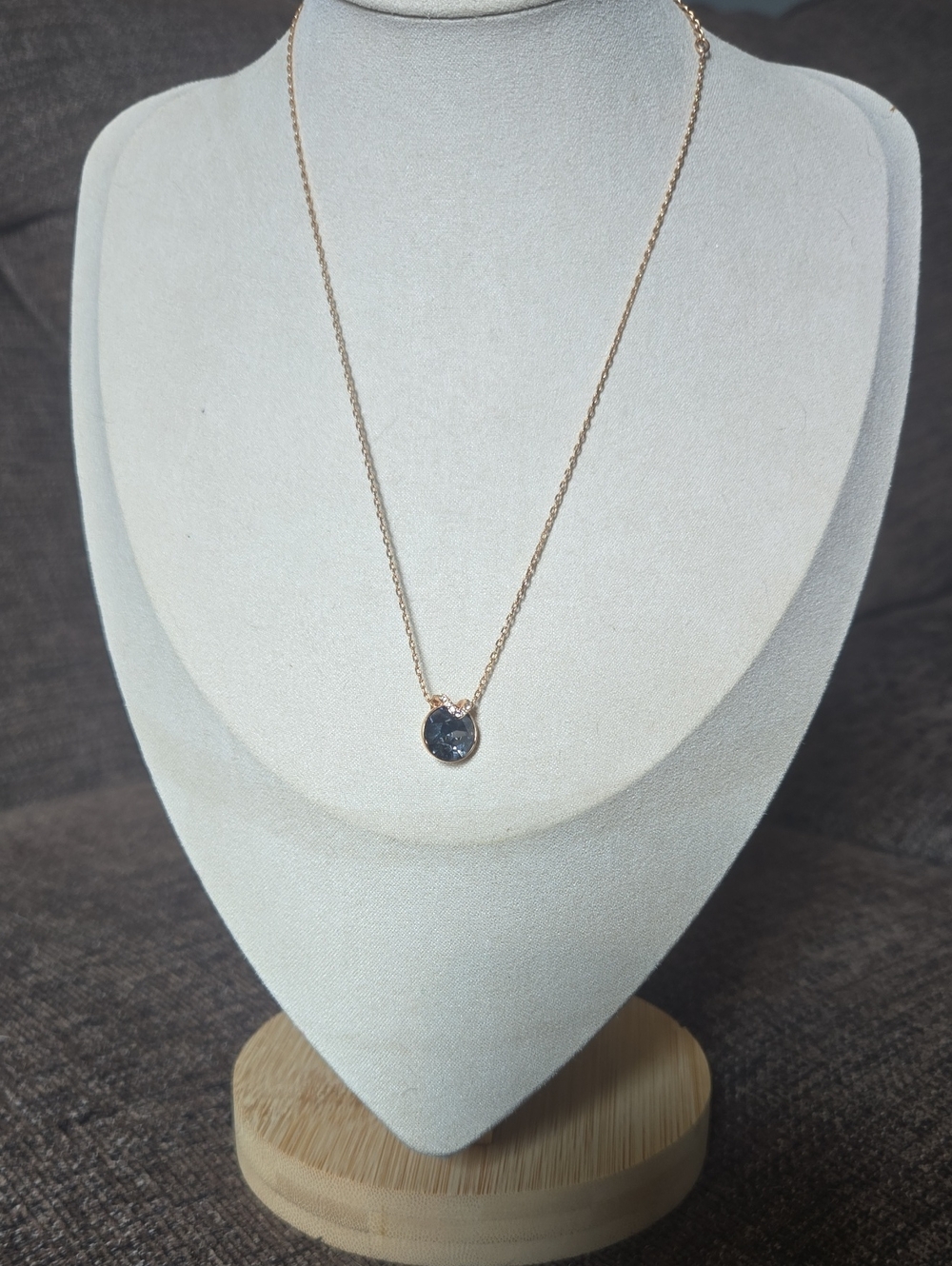Swarovski Rose Gold Tone Necklace with Smoky Crystal Pendant